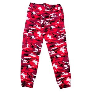 Redfox Red Camo Cargo Pants Womens Large High Rise Streetwear Utility Trousers